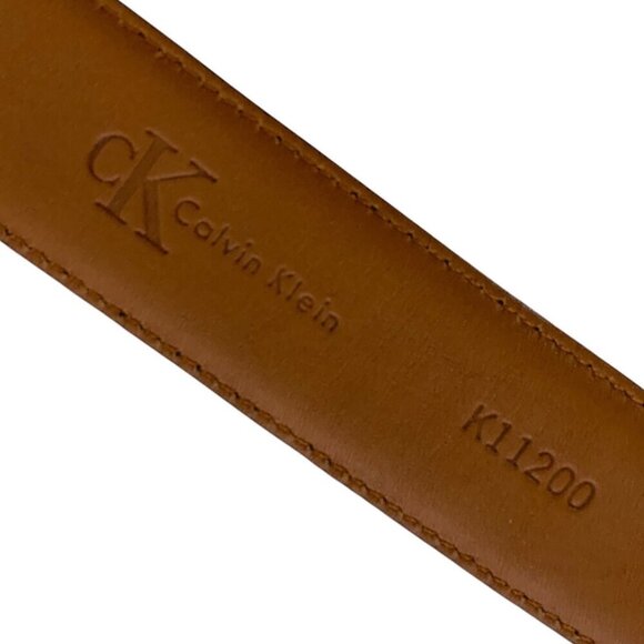 Calvin Klein Mens Dress Belt Size 36 Black Genuine Leather Silver Tone Buckle - Picture 4 of 4